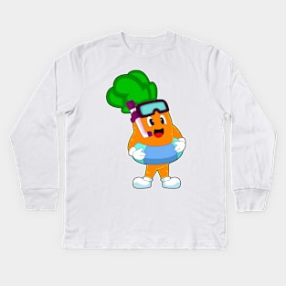 Carrot Swimming Lifebuoy Kids Long Sleeve T-Shirt